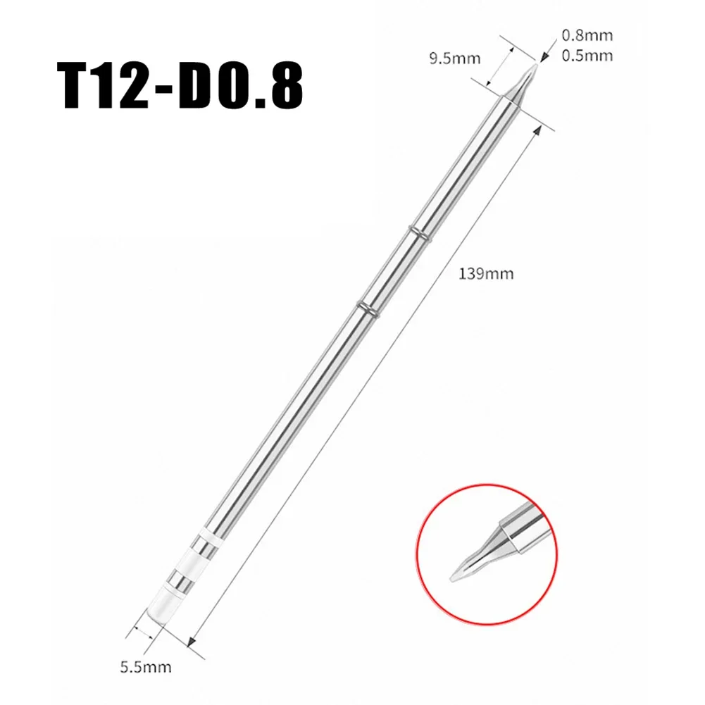 

Lead-free Environment-friendly Soldering Iron Tip Parts D Series Sliver Color T12 WeldingTool Hand Tool Replacement Accessories