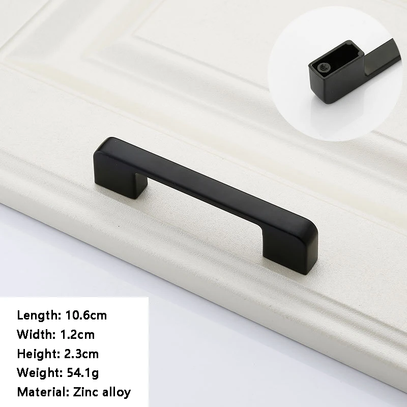 

Modern Minimalist Zinc Alloy Handle American Black Extended Furniture Hardware Cabinet Wardrobe Door Handle