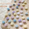 100Pcs Mini Camellia Rhinestones Nail Jewelry 4mm Resin Flower Nail Charms Parts Colorful Rose Nails Art Decor Accessories 3