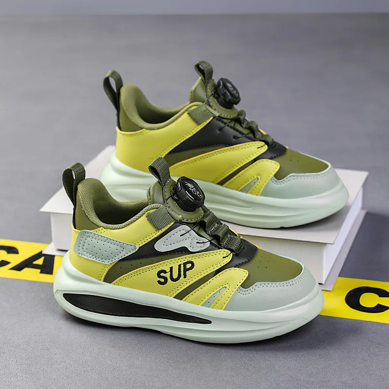 

2023 Hot Children Brand Shoes Boy Leather Sport Shoes for Boys Quick Lacing Kids Running Shoes Soft Sole Sneakers Boy