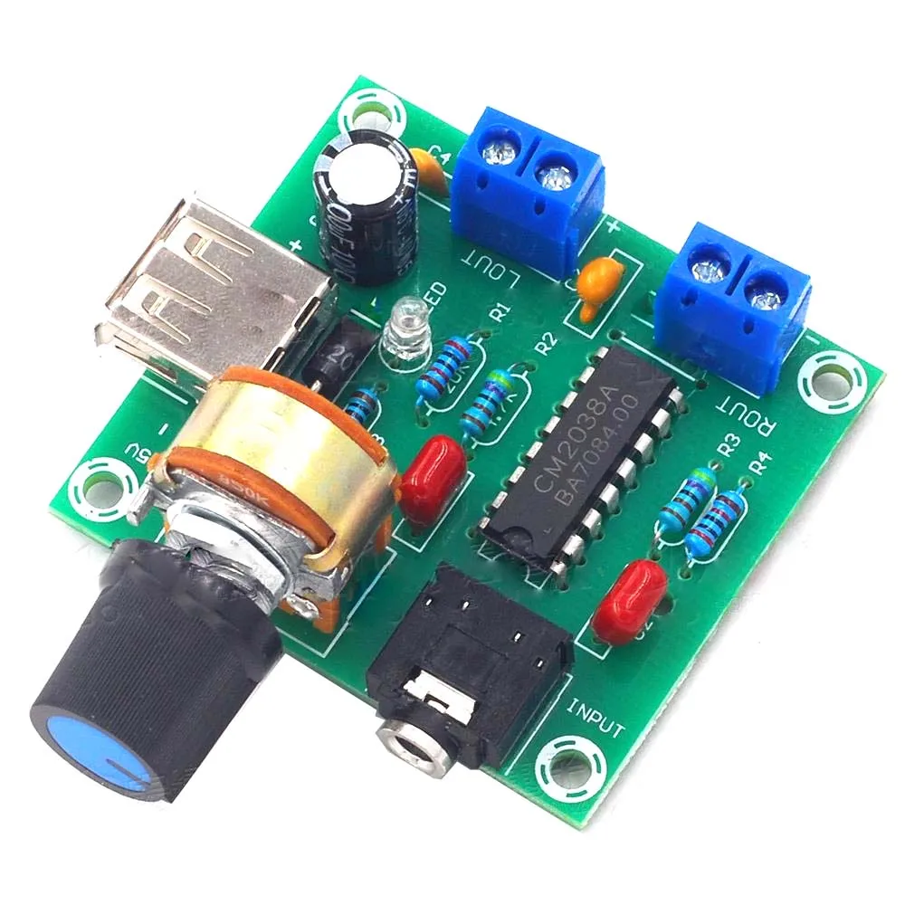 

Mini Power Magnifier Board 5W+5W HiFi Two-Channel PM CM2038 5V USB Supply Power Magnifier