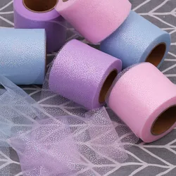 6cm 5Yards Rainbow Foil Dot Tulle Roll Organza Gauze Fabric Baby Shower Party Supplies DIY Hair Bows Handmade Material Supplies