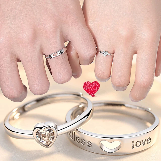 Women's Engagement Wholesale Fashion Stainless Steel Diamond Letter Couple  Rings at Rs 115/piece in New Delhi