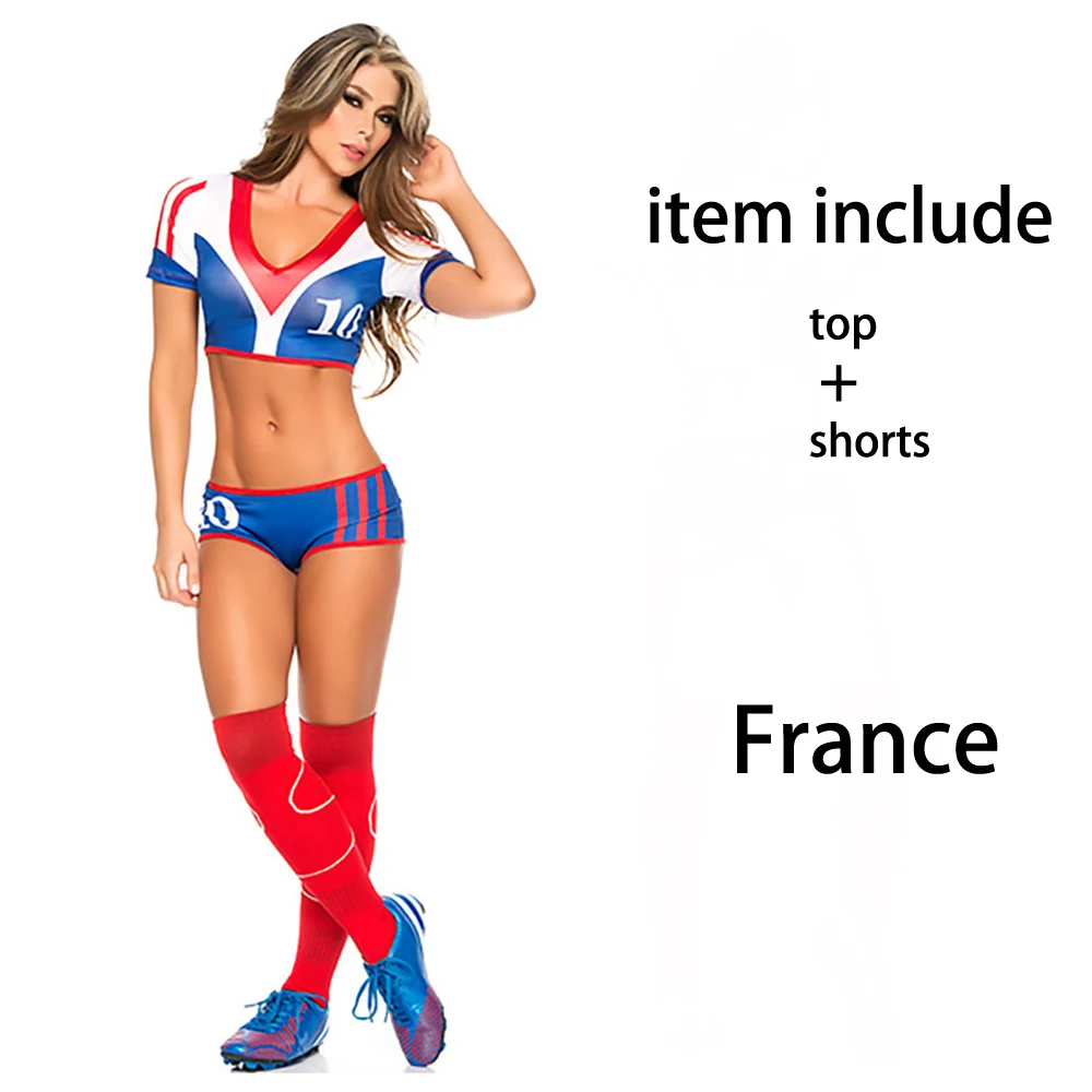Halloween Adult Women Sexy Brazil Mexico Spain Soccer Football Cheer Outfit Cheering Team Uniform School Cheerleader Costume