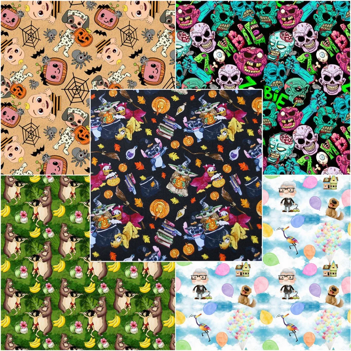 

Can customize Cartoon animation digital printing waterproof polyester cloth bag tablecloth pillow hat DIY manual fabric cloth