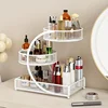 1pc Lightweight Varnished Metal Makeup Storage Rack - No - Installation, Ideal for Vanity Countertop, for Lipstick & Skincare 2