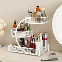 1pc Lightweight Varnished Metal Makeup Storage Rack - No - Installation, Ideal for Vanity Countertop, for Lipstick & Skincare 2