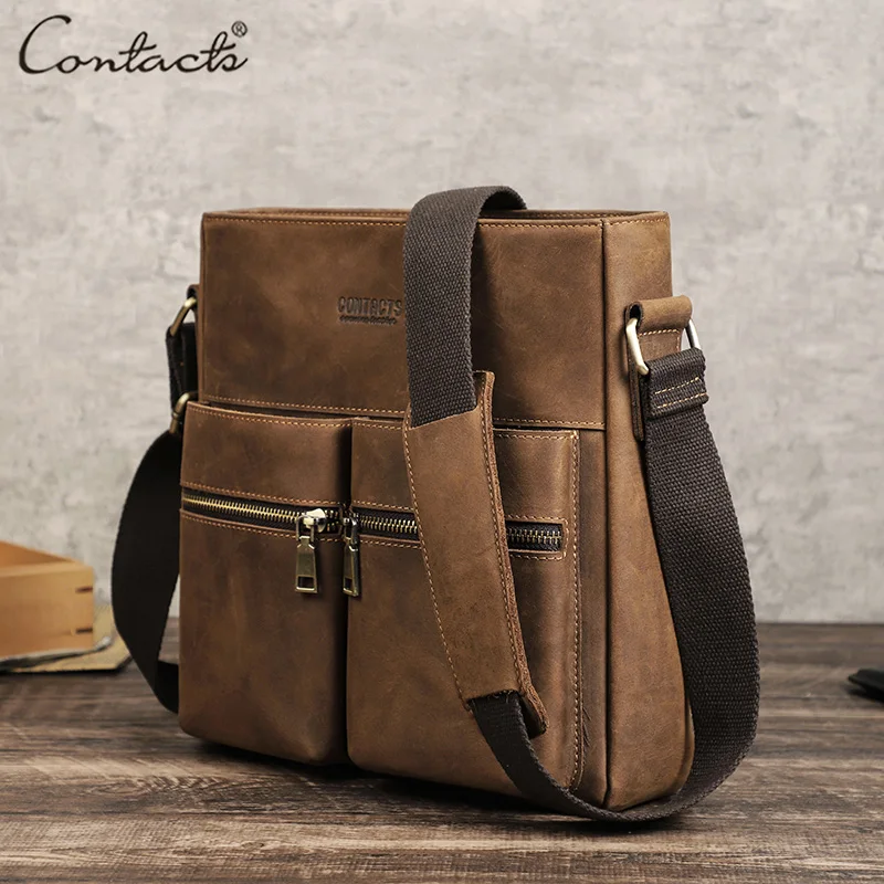 CONTACT'S Men's Bag Designer Genuine Leather Men Small Shoulder Bag Vintage  Crossbody Messenger Male Purse Phone Bags Handbag - AliExpress