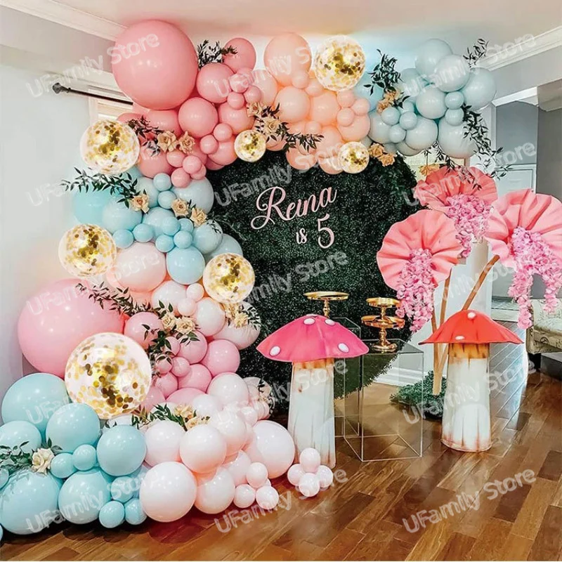 

Macaron Blue Green Pink Garland Arch Kit Birthday Party Balloon Baby Shower Wedding Decoration Tiffany Blue Balloons