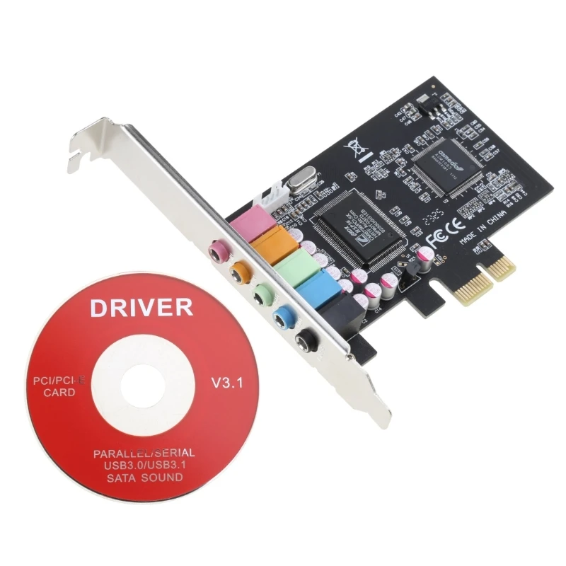 PCIe 사운드 카드 어댑터 5.1 로우 프로파일 브래킷이 있는 Windows 7용 내부 사운드 카드 3D 스테레오 오디오 카드 CMI8738 Dropship