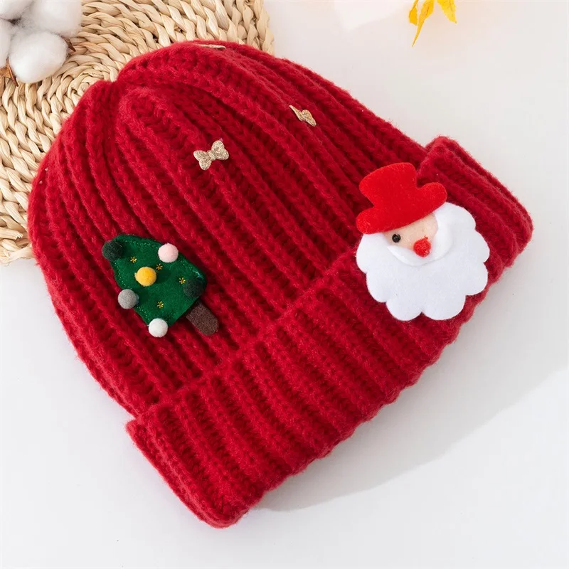 BeQeuewll Christmas Beanie for Women and Men Knit Cap Christmas Tree Bowknot Santa Decor Warm Winter Caps Beanie Hat