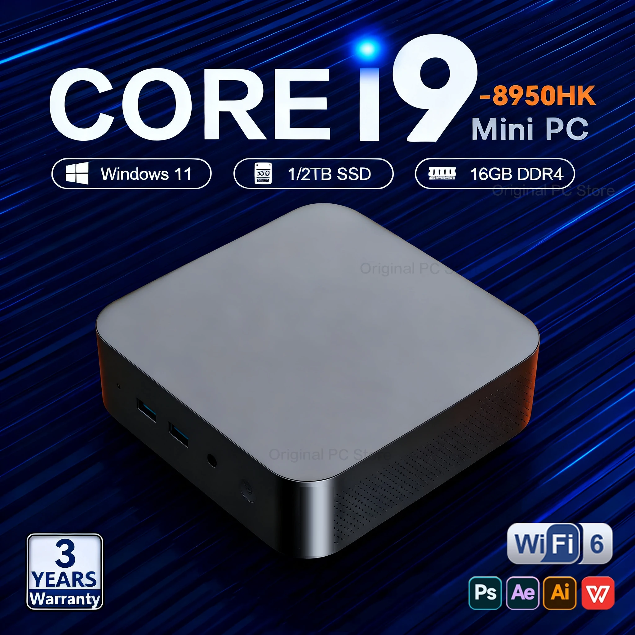 2025 Portable i9 Mini PC Gamer Core i9 8950HK Windows 11 Pro Mini