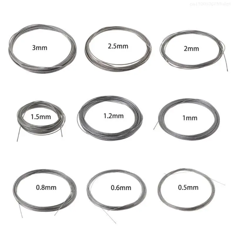 Stainless Steel Cable Rope Kits Steel Wire Rope 10m 304 Soft Fishing Lifting Cable 7&times;7 Clothesline F1FB