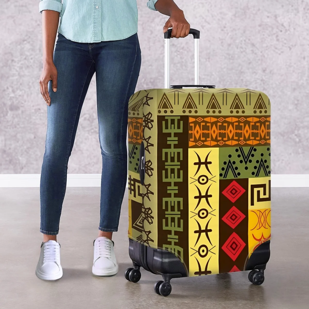 

Abstract African Ethnic Patterns Traveling Suitcase Cover Dustproof Luggage Protector Covers Anti-scratch Accessories For Travel
