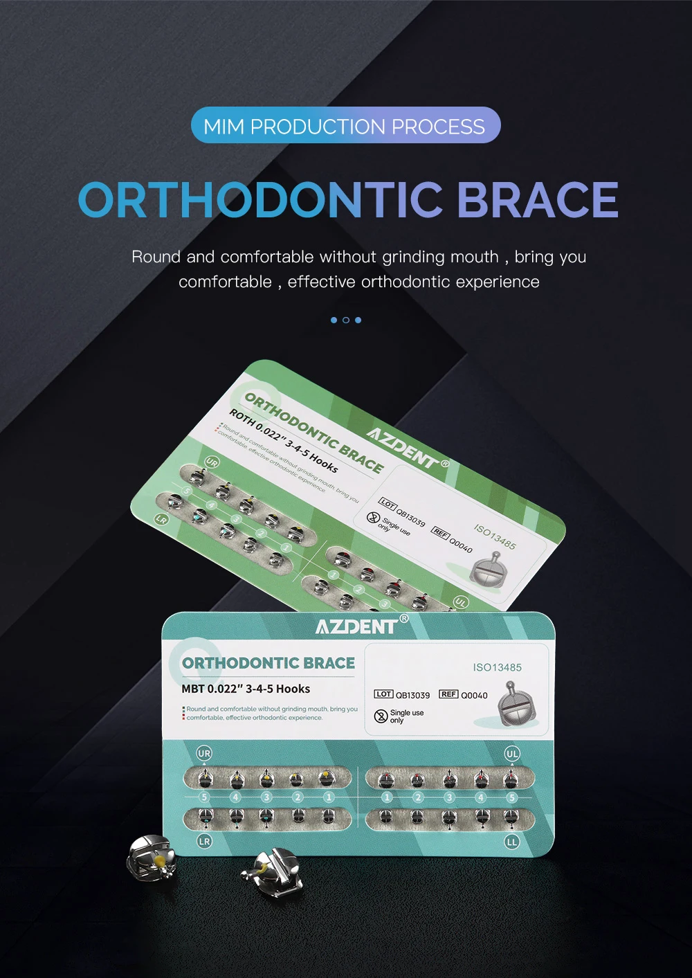 AZDENT 20 Teile/paket Dental Kieferorthopädische Q-typ Klammern ROTH/MBT 0,022 345 Haken Dental Sphärische Metall Halterung Runde Glatte Hosenträger – Detail 1