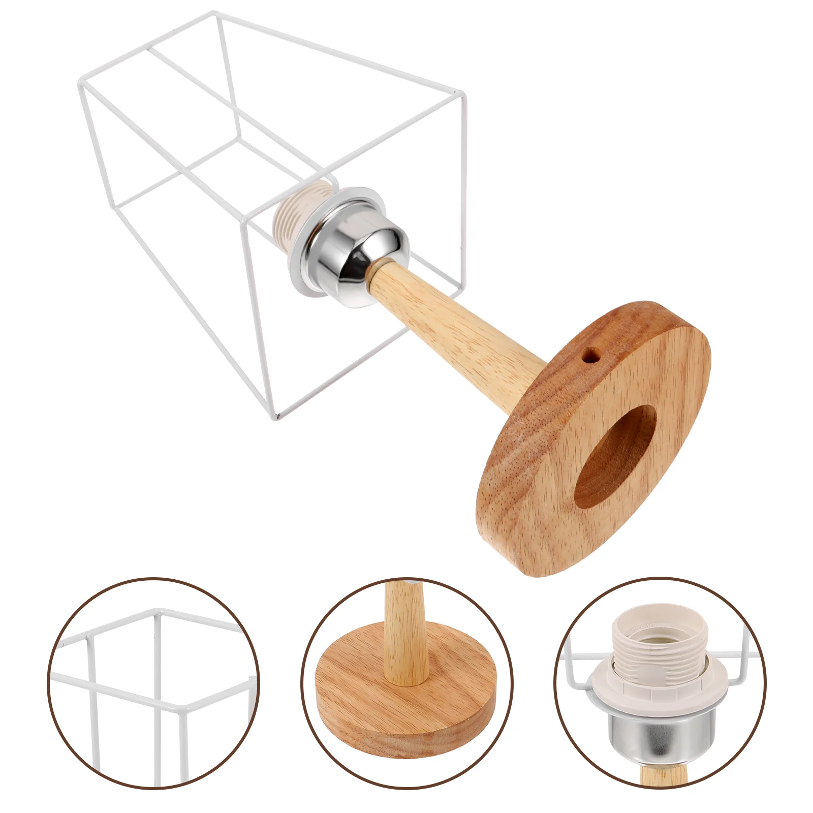 

Rattan Table Lamp Stand Light with Base Bracket Frames Lampshade for Bedroom Iron Bedside Desk