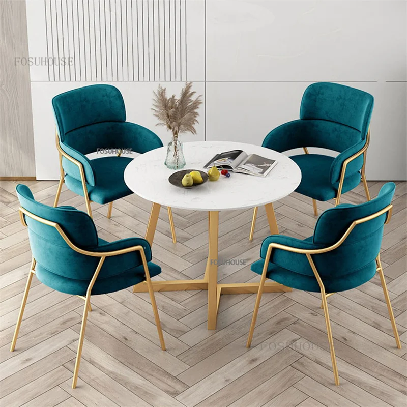 Modern Furniture Flannel Dining Chairs Kitchen Pink Makeup Chair Soft Backrest Cafe Dining Room Chair Bc