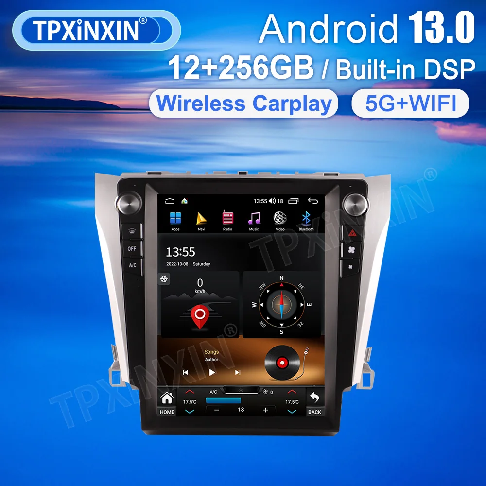

[12.1inch] Tesla Style for Toyota Camry 2013-2017 Car Radio Multimedia Player Navigation Android 2Din Stereo DSP Carplay