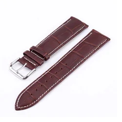 High-Quality Bamboo Pattern Leather Watch Strap - Universal Fit for 22mm (Brown White Line)
