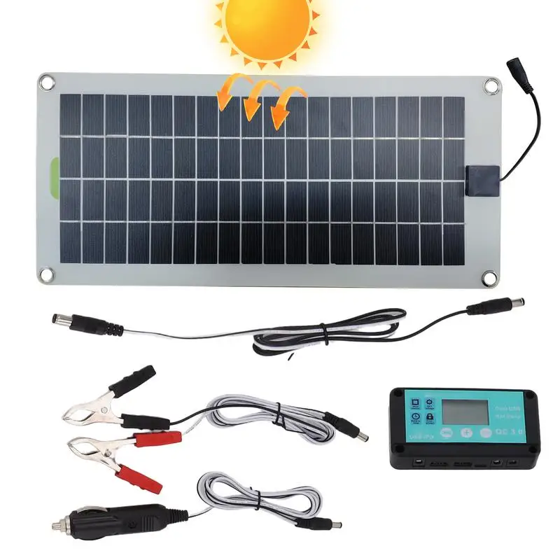 Carregador de Bateria do Carro com Isqueiro Solar Powered Plug And Play Painel Solar Trickle Charging Kit 30w 12v