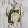 Men's Short Sleeve POLO Shirt Imitation Linen POLO Shirt Hot Sale Casual Japanese Vintage Hawaiian Vacation Men's Clothing