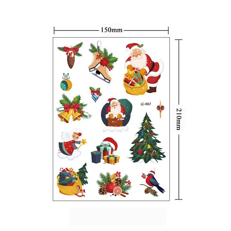 Christmas Tattoo Stickers for Kids Festival Tattoo Temporary Waterproof Body Art Face Hand Cartoon Stickers Fake Child Tattoo