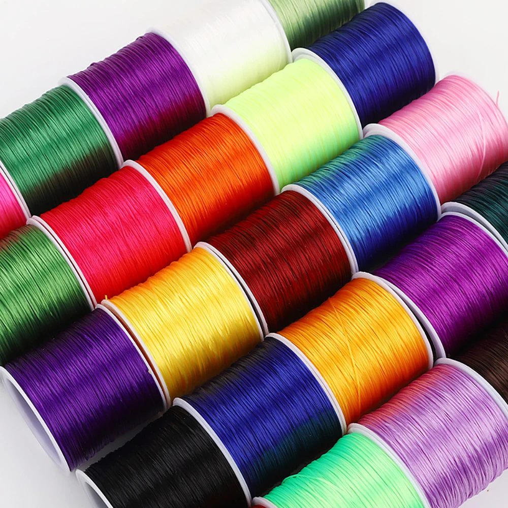 RG49 50m/Roll 0.8mm Colorful Strong Elastic Crystal Beading Cord for Jewelry Making DIY Bracelets Stretch Thread String Necklace nylon cord macrame cord silk cord satin cord faux suede cord waxed cord leather cord