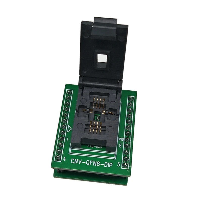 Soquete de Programação com Pin Pitch Soquete de Teste Clamshell Adaptador Zif Qfn8 Dfn8 Wson8 127 mm Tamanho do Corpo ic 6×8 mm