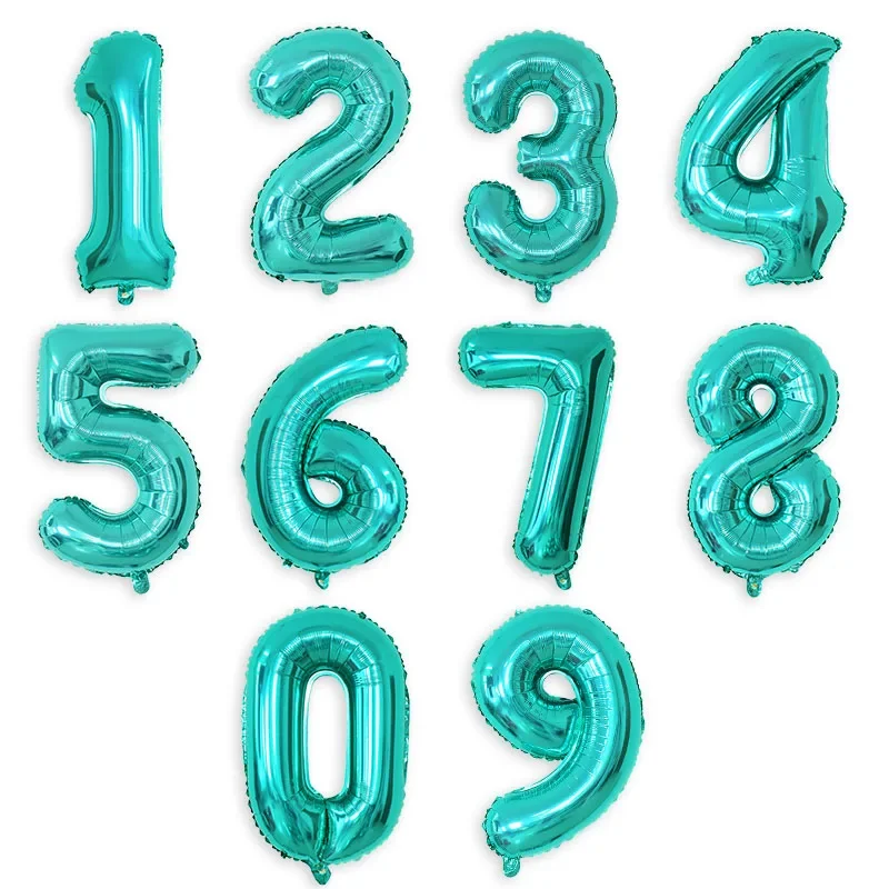 

32inch Digit Figure Balloon Tiffany Blue Number Aluminum Foil Balloons Child Adult Birthday Party Decoration Wedding Baby Shower