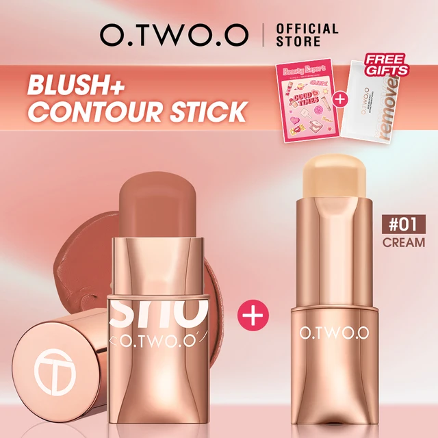 O.TWO.O Lipstick Blush Contour Stick Cream Cheek Buildable Lightweight Easy to Sculpt Face Concealer Contouring Face Makeup