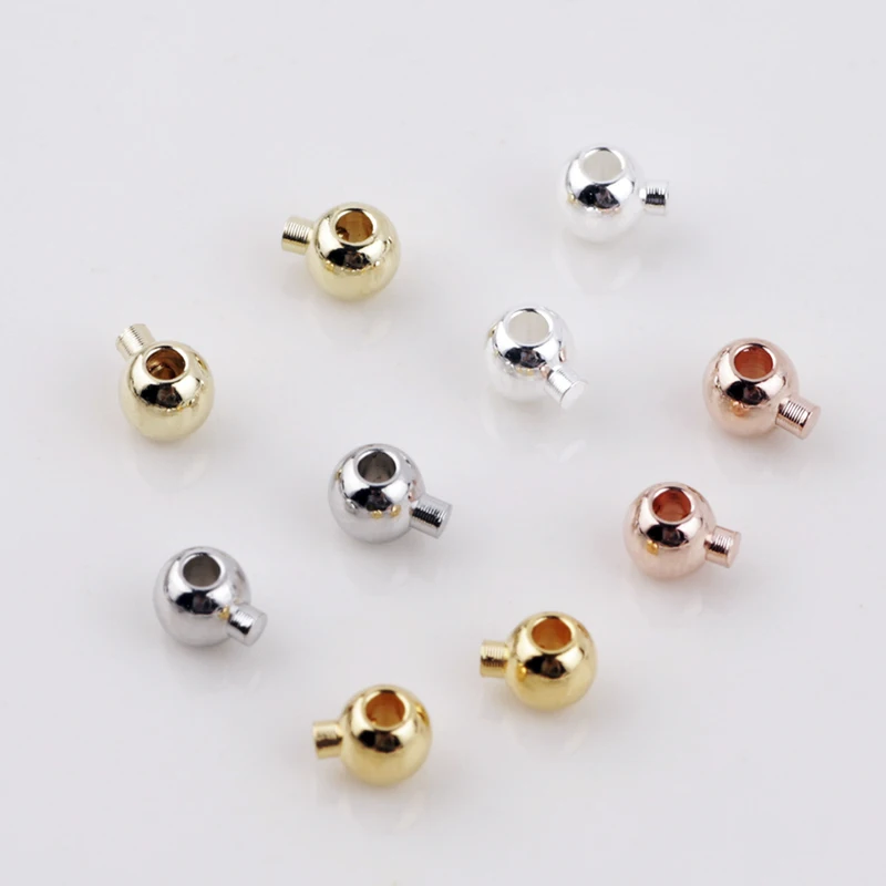 

10Pcs Brass Rose Gold Plated 3.2mm Round Crimp Beads Snap Clasps End Crimp Stopper Beads Jewelry Making Supplies Diy Findings