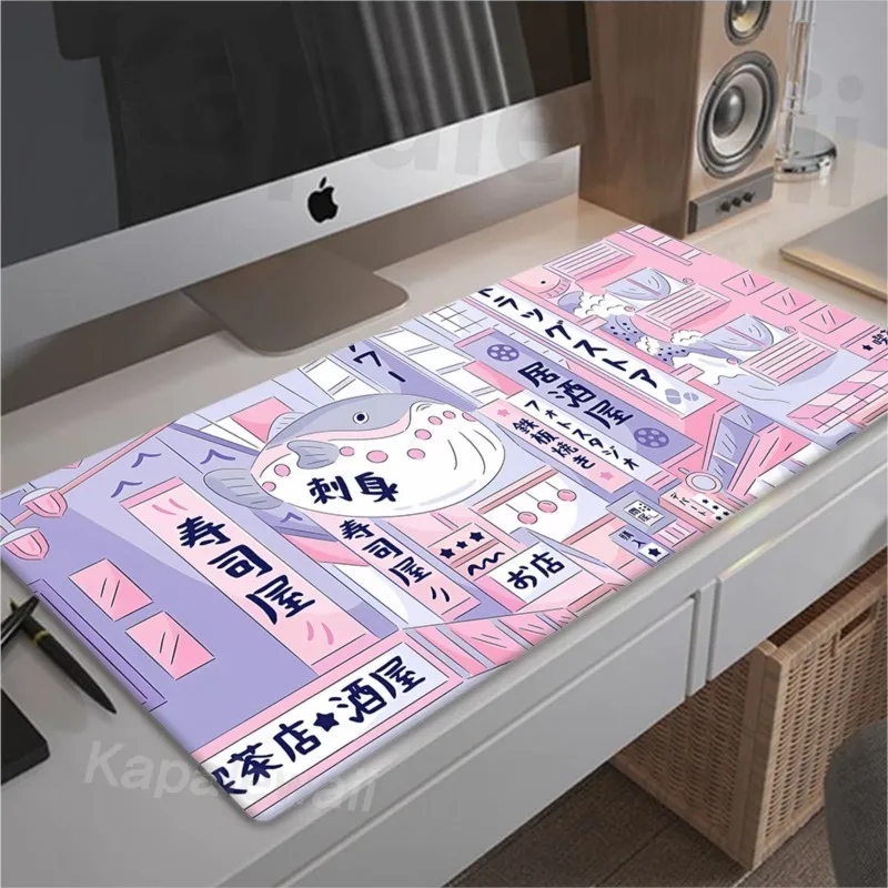 Bonito Kawaii Gamer Mouse Pad Grandes Almofadas de Teclado Deskmat Game Mat Tapete de Mesa Gaming Tapete Rosa 900×400 mm Xxl