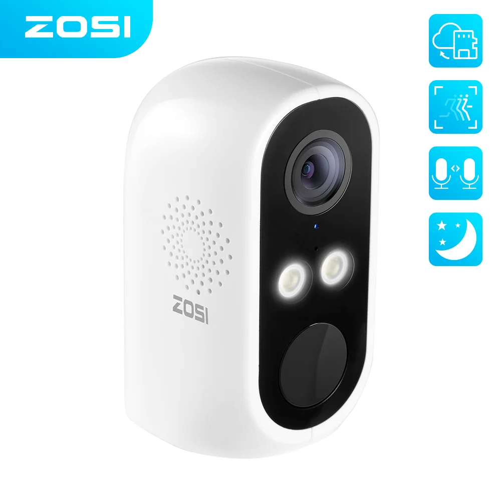 

ZOSI WiFi Rechargeable Battery Powered 1080P Full HD Outdoor Indoor IP65 Weatherproof Security PIR Detection Wireless IP Camera