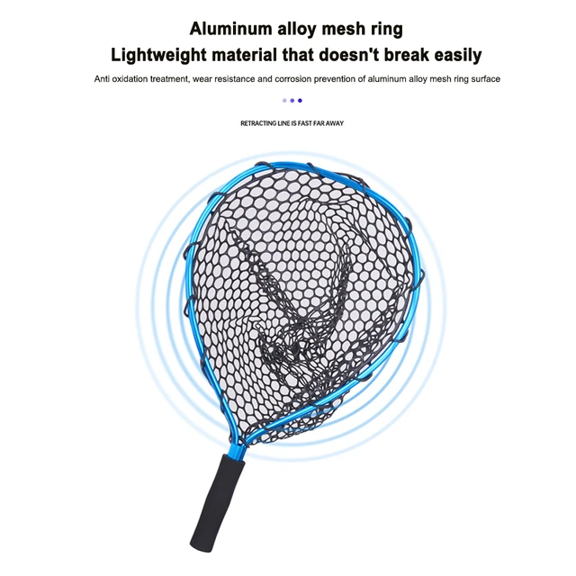 Aluminum Alloy Fishing Landing Net Soft Rubber Mesh Fly Fishing