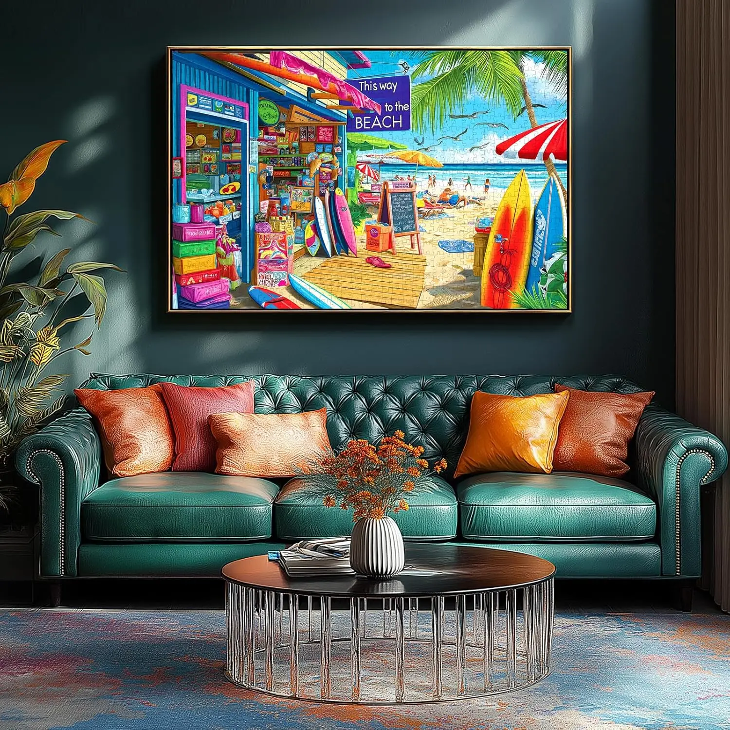 Surf Shack Paper Puzzle 1000/500/300 Pieces Jigsaw Puzzles for Challenging Game Gameroom Bedroom Livingroom Party Birthday Gift