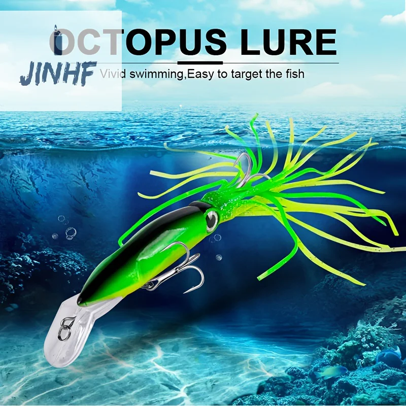 1 Pz 14Cm 40G Octopus Fishing Lure 7 Colori Squid Hard Bait Gancio In Acciaio Ad Alto Tenore Di Carbonio Octopus Crank Per Tonno Sea Allure Tools