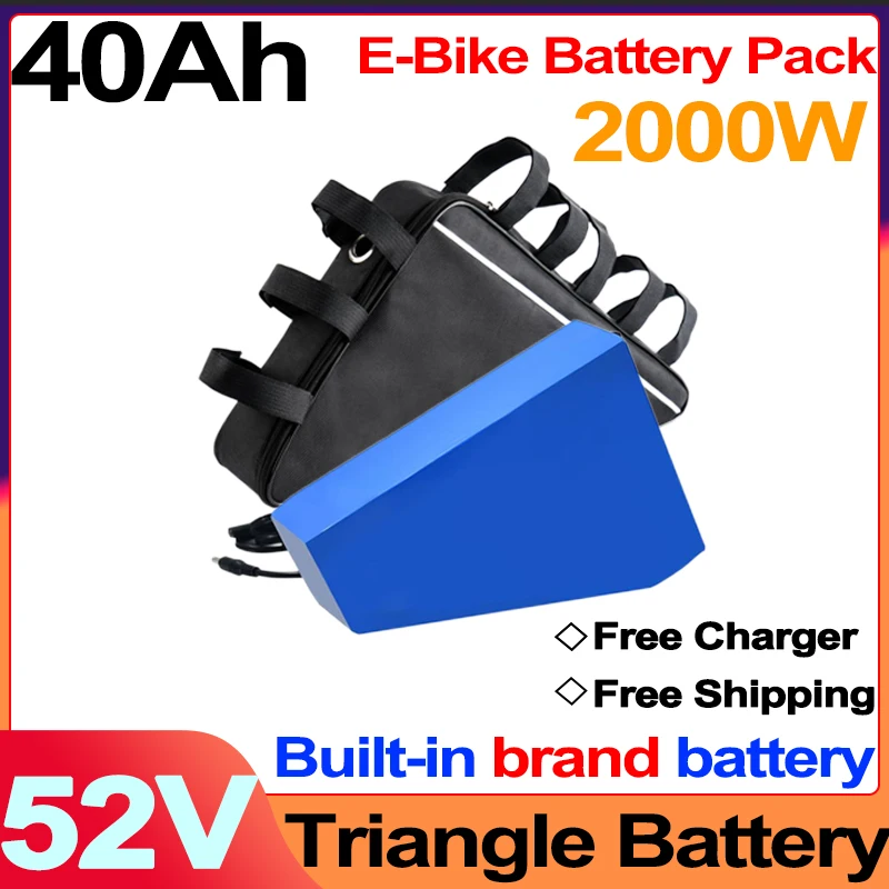 

52V Mobiele Batterij 18650 Ebike Batterij Driehoek Batterij 30Ah 40Ah 50AH Enorme Capaciteit 2000W super Krachtige Bafang