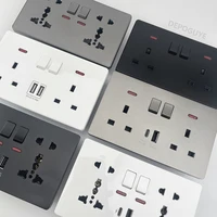 18W Type-C Plug Quick Charging Universal 5-pin Dual Power Socket,UK Standard 13A Wall Socket with DC 5V 3.1A Type-c USB Charger - Image 2