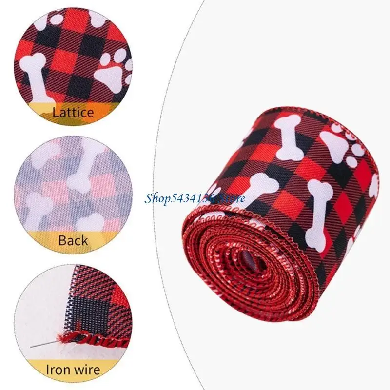 H7ED 4 Rollen Hundepfotenband, Hundeknochenband für Geschenkpaket, Schleifen, Kranzbasteln – Detail 10