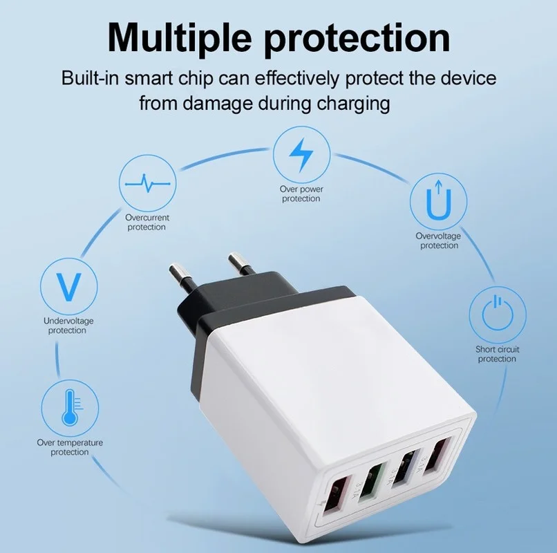 AC DC 범용 전원 5 V 3A 어댑터 공급, 4 포트 USB 충전기, 휴대폰 AC/DC USB 5 V 전원 어댑터, 220V-5 V EU 플러그