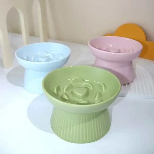 Cats Cat Anti-choking Feed Dogs Food Pet Slow Bowls Ceramic Elevated Small Feeders Anti-gulping Eating Puppy Bowl Supplies 5
