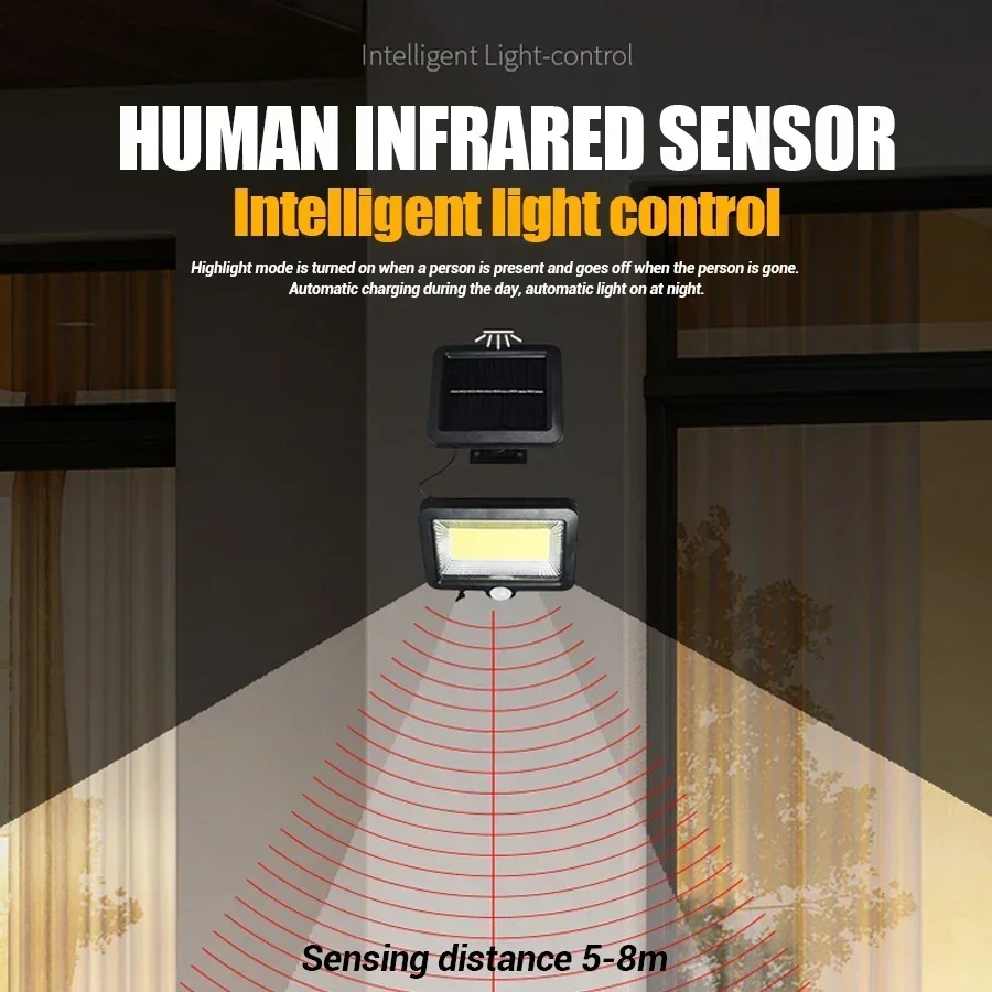 Ultra-Luminous Solar Motion Sensor Outdoor Light with 3 Brightness Modes - Weatherproof Garden and Patio Decor