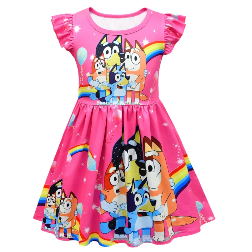 Bluey Toddler Girls Dress Summer Kids Clothes Leisure Princess Dress