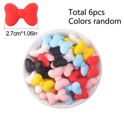 LOFCA Silicone Bowknot Beads Set - Jewelry Crafting & Teething Accessories (6 Pack) (BD130 - Mixed colors)