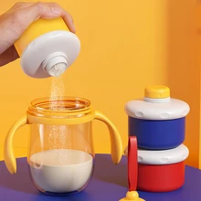 

3 Layer Bear Style Portable Baby Food Storag Box Multiple Openings Cereal Cartoon Infant Milk Powder Box Toddle Snack Container