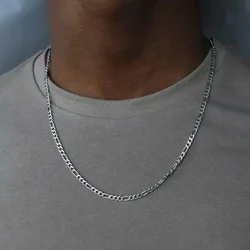 Sterling Silver Figaro Chain Necklace - Elegant Hip Hop Jewelry Gift - 60cm