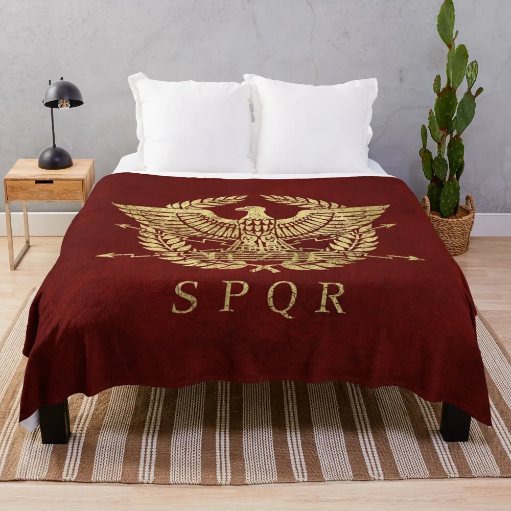 

Roman Empire Emblem - Vintage Gold Throw Blanket Blankets For Bed Soft Big Blanket