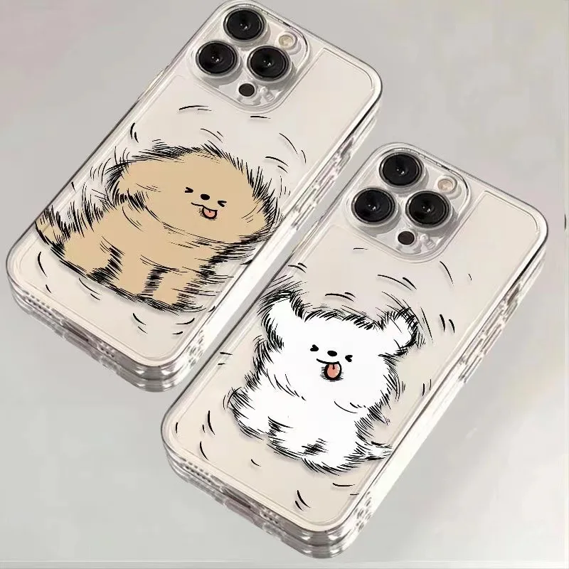 Phone Case For Lovers Couples Fit For Samsung Galaxy S10 S20 S21 S22 S23 S24 FE Plus Ultra Note 20 Clear Case Cute Cartoon Dog