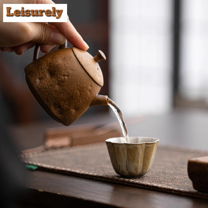 130ML Handmade Sauce Glazed Ceramic Teapot Creative Tea Infuser Pot Tea Maker Kettle with Ball Hole Teaset Supplies Ornaments