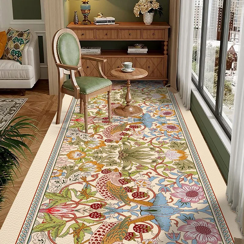 American PVC Kitchen Floor Mat Floral Waterproof Oil-proof Leather Carpet Large Area Anti-fouling Balcony Rugs Tapete De Cozinha